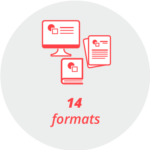 Pictogram "14 formats": Computer screen, books, leaflets